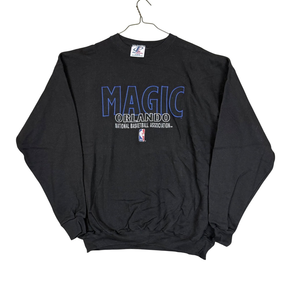 Vintage 90s Orlando Magic Logo Athletic Sweatshirt L 24.5x28.5 NBA Black Retro